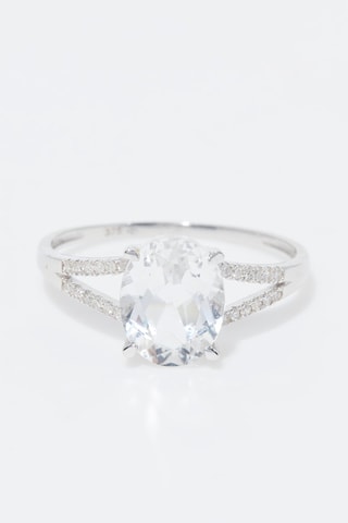 Bague Miri - Or blanc, diamants naturels et topaze