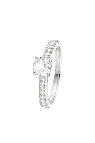 Bague Héra  - Or blanc, diamants naturels et topaze