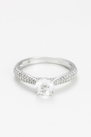 Bague Tawo Or blanc, diamants naturels et topaze
