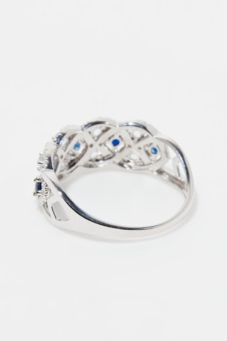 Bague Astéria - Or blanc, saphirs et topazes