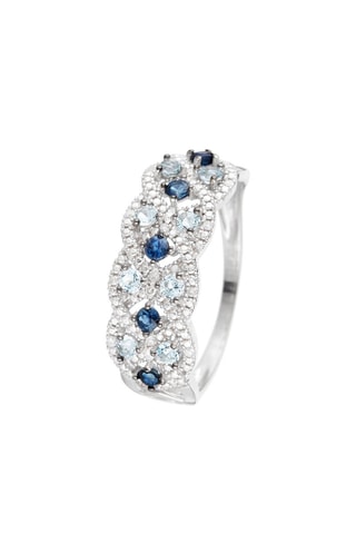 Bague Astéria - Or blanc, saphirs et topazes