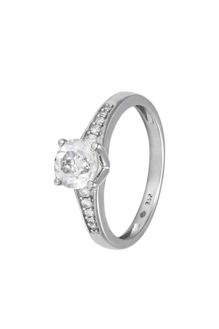 Solitaire Sirana Or blanc, diamants naturels et topaze