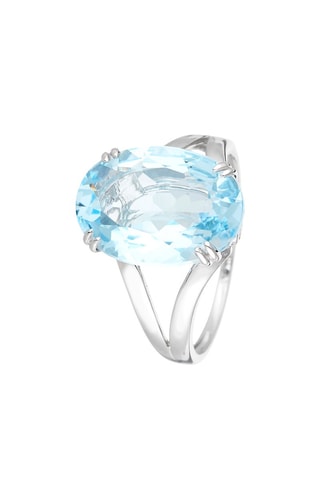 Bague Pattaya -  Or blanc, diamants naturels et topaze