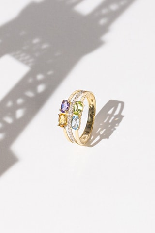 Bague Cayuga - Or jaune, diamants naturels, péridot, topaze, améthyste et citrine