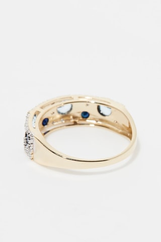 Bague Majunga - Or jaune, diamants naturels, saphirs et topazes