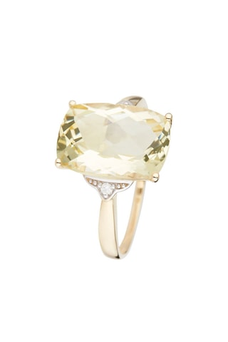Bague Green Hill - Or jaune, quartz et diamants naturels