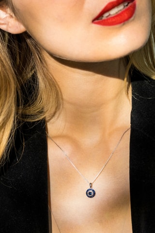 Pendentif Lukana - Or blanc, diamants naturels et saphirs