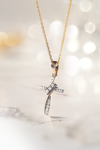 Pendentif Ma croix torsadée - 
Or jaune et diamants naturels