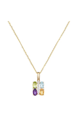 Pendentif Cayuga - Or jaune, diamants naturels, citrine, améthyste, topaze et péridot