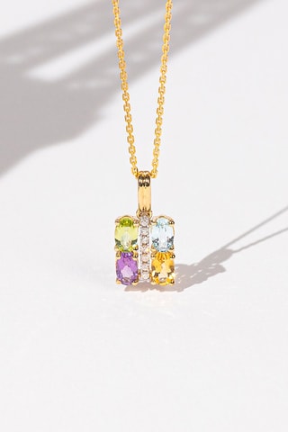 Pendentif Cayuga - Or jaune, diamants naturels, citrine, améthyste, topaze et péridot