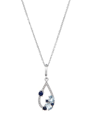 Pendentif Saphir Elixir - Or blanc, diamants naturels, topazes et saphirs