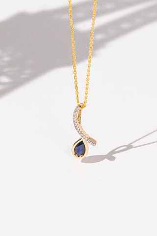 Pendentif Oka - Or jaune, diamants naturels et saphir