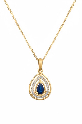 Pendentif - Or jaune, diamants naturels et saphir