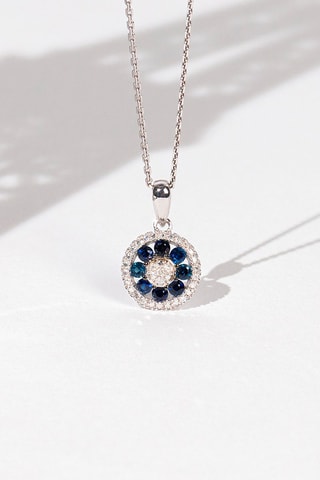 Pendentif Medana - Or blanc, diamants naturels et saphirs