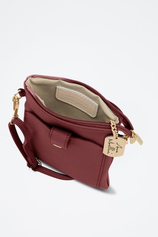 Sac bandoulière en cuir Erica - Rouge foncé
