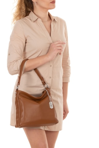 Sac porté épaule en cuir Paolina - Camel