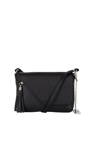 Sac bandoulière métallisé en cuir Lola - Argenté et noir