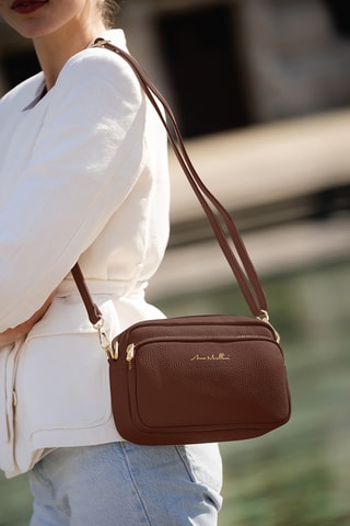 Sac bandoulière en cuir Tabita - Marron