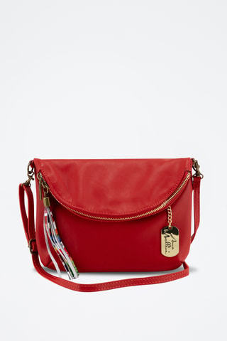 Sac bandoulière en cuir Alice - Rouge et multicolore