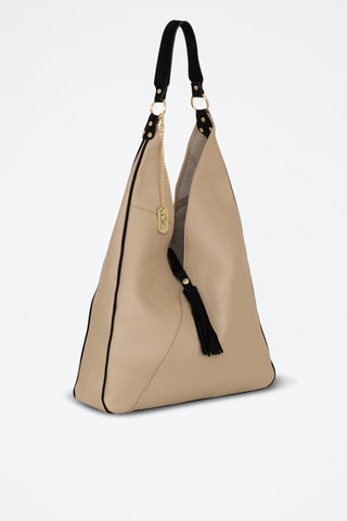 Sac porté épaule en cuir Alettiana - Noir et taupe