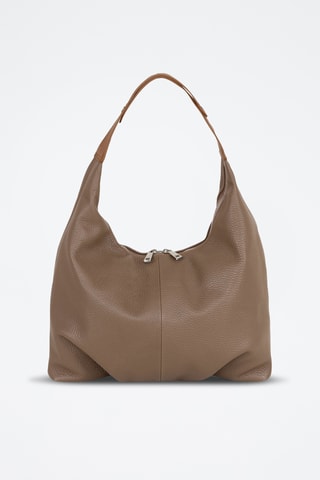 Sac porté épaule en cuir Ofelia - Taupe