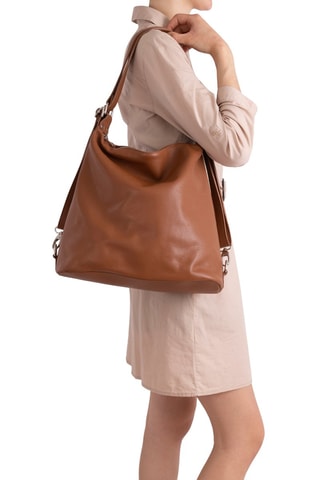 Sac porté épaule en cuir Ylenia - Marron