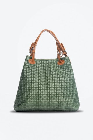 Sac à main en cuir Fosdinovo - Marron et vert