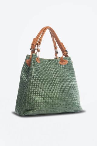 Sac à main en cuir Fosdinovo - Marron et vert