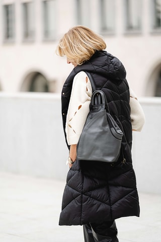 Sac à dos en cuir Novara - Gris et noir