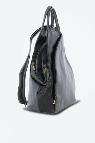 Sac à dos en cuir Novara - Gris et noir