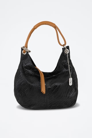 Sac porté épaule en cuir Concetta - Marron et noir