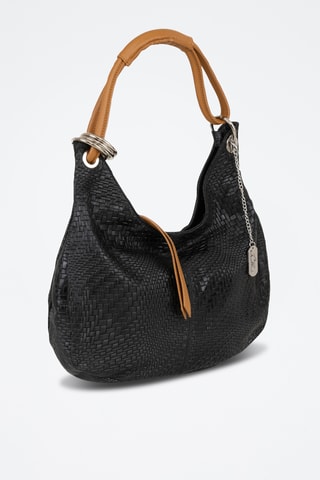 Sac porté épaule en cuir Concetta - Marron et noir