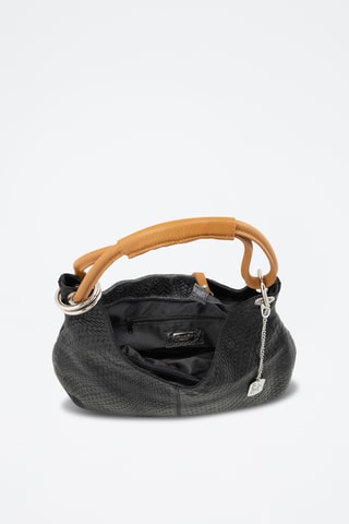 Sac porté épaule en cuir Concetta - Marron et noir