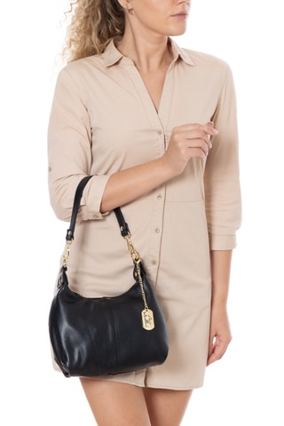 Sac porté épaule en cuir Savina - Noir