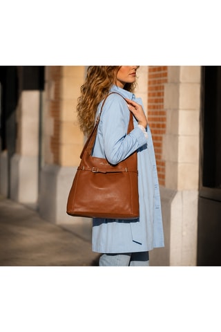 Sac porté épaule en cuir Grenta - Camel