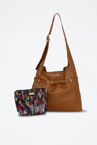 Sac porté épaule en cuir Grenta - Camel