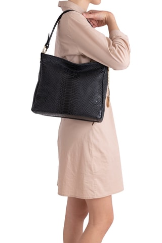 Sac porté épaule en cuir Dania - Doré et noir
