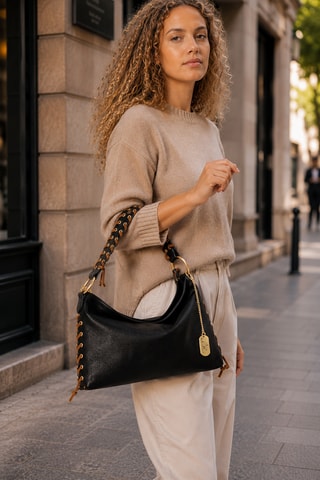 Sac à main en cuir Aorelia - Noir