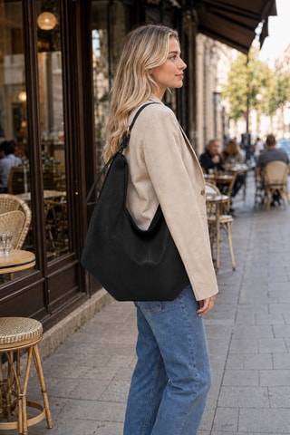 Sac porté épaule en cuir Acrisia - Noir