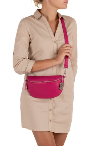 Sac banane en cuir Berenice - Fuchsia