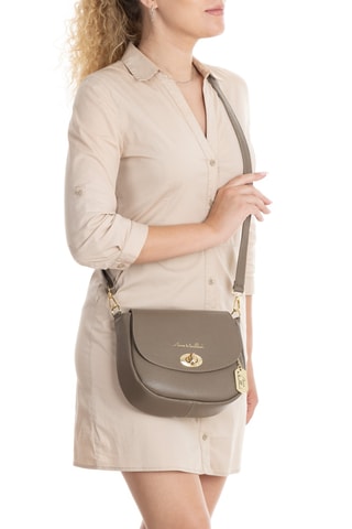Sac bandoulière en cuir Iseppa - Taupe