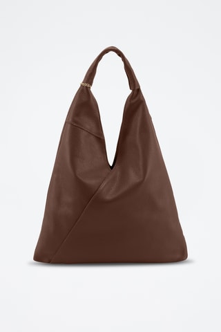 Sac porté épaule en cuir Chersilina - Marron foncé
