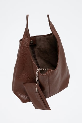 Sac porté épaule et porte-monnaie en cuir Terracina - Marron foncé