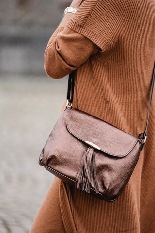 Sac bandoulière en cuir Serra Dolcedorme - Marron foncé