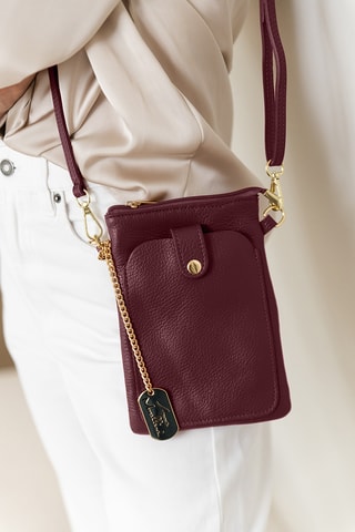Sac bandoulière en cuir Erica - Bordeaux