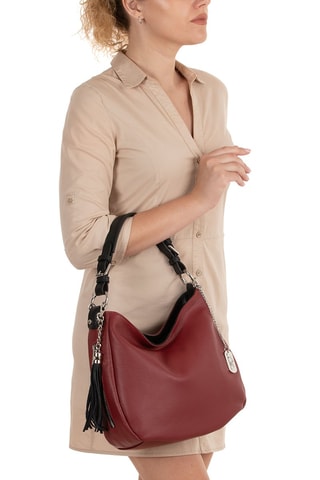 Sacs porté-épaule en cuir Florella - Rouge foncé