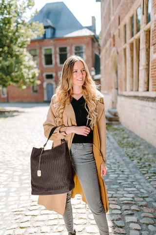 Sac porté épaule en cuir Sebastiana - Marron foncé
