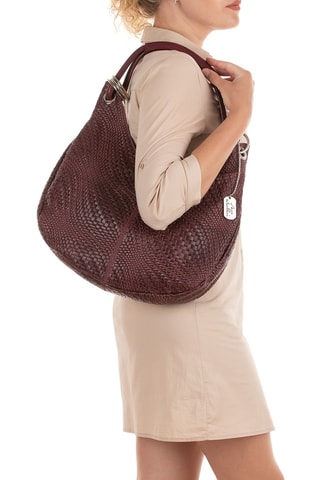 Sac porté épaule en cuir Concetta - Rouge foncé