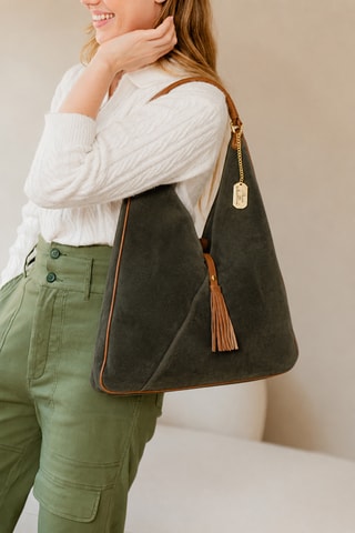 Sac porté épaule en cuir Ludinia - Vert