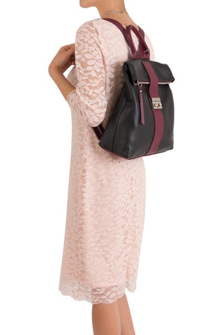 Sac à dos en cuir Azalea - Argenté, noir et rouge